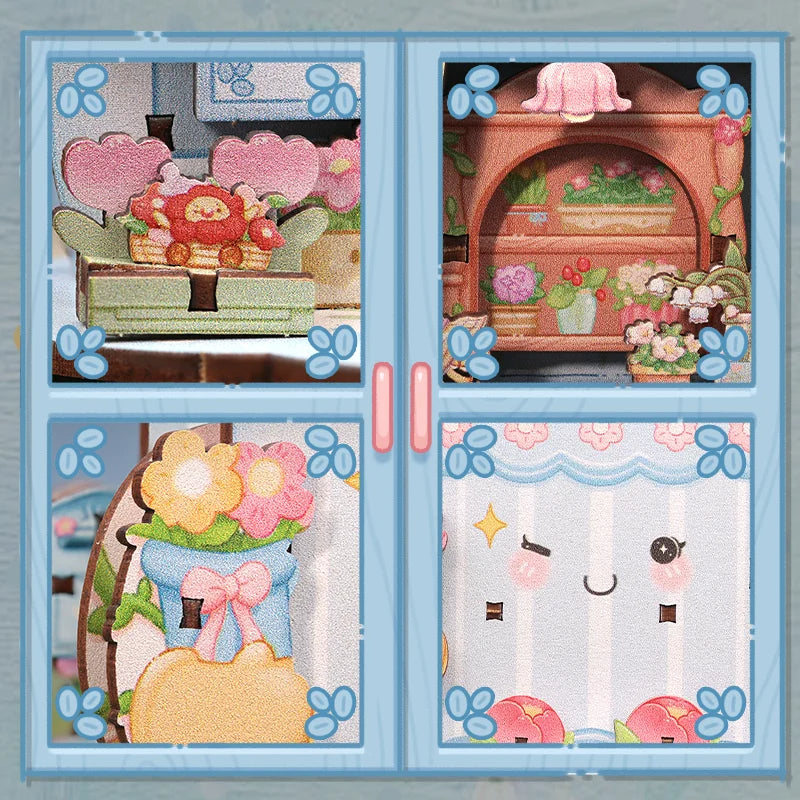 Cutebee CWGA108-111 - Tale Box corner series, Flower shop; Record Store; Toy store and News stand