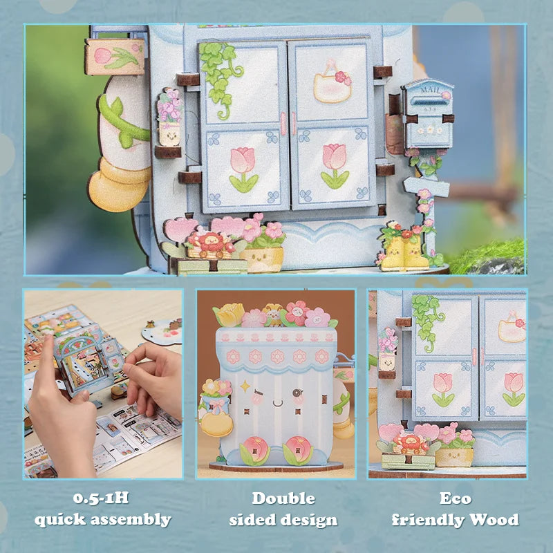 Cutebee CWGA108-111 - Tale Box corner series, Flower shop; Record Store; Toy store and News stand