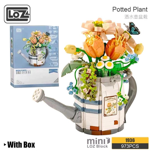 LOZ 1936 Micro Potting: Watering Can Pots And Flowers