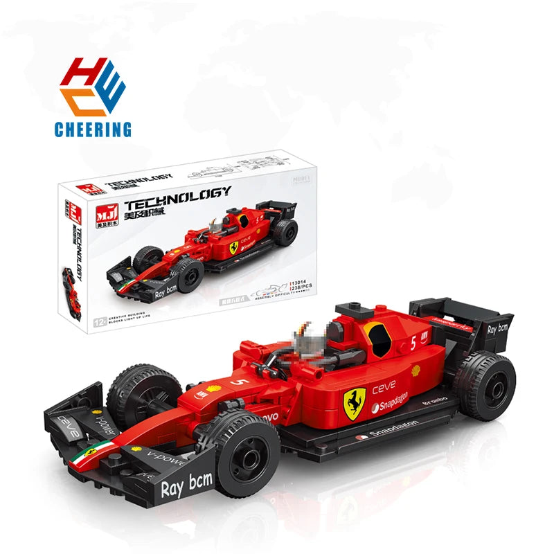 MJI 13014A Red Formula One Racing Car With Doll City High-Tech Supercar Building Blocks