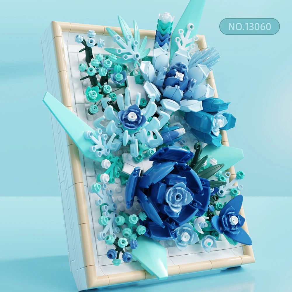 MJI 13060  Creative Floral in Blue Photo Frame Building Block