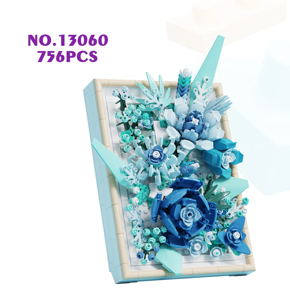 MJI 13060  Creative Floral in Blue Photo Frame Building Block