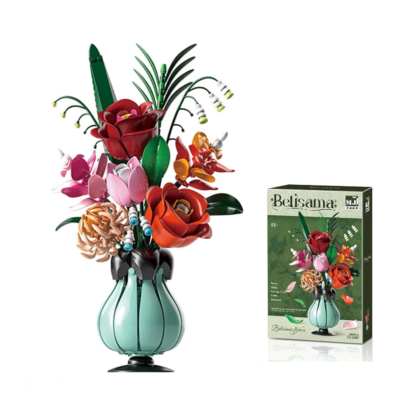 MJI 13069 Romantic Belisama Vase Daisy Assembled Flower Bricks Model Building Block Vase