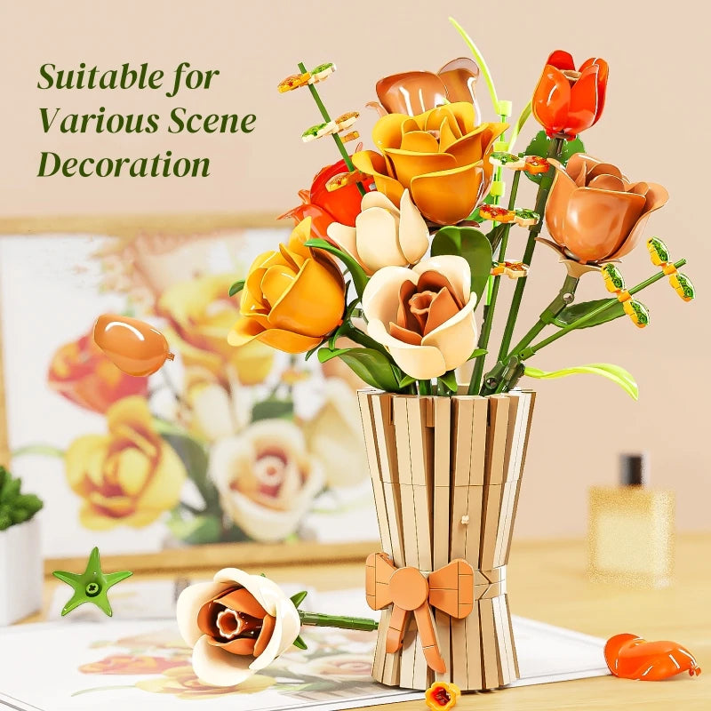 MJI 13066 Rose Flowers Bouquet Building Block