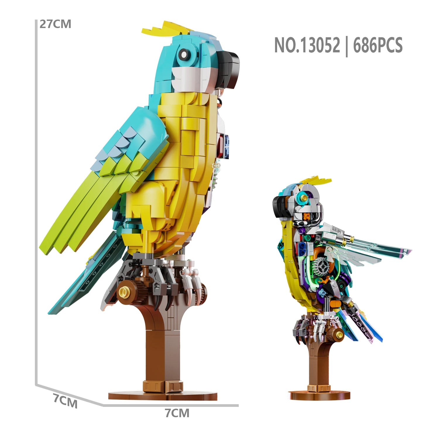 MJI 13052  Mechanical Parrot Assembled Building Blocks Set