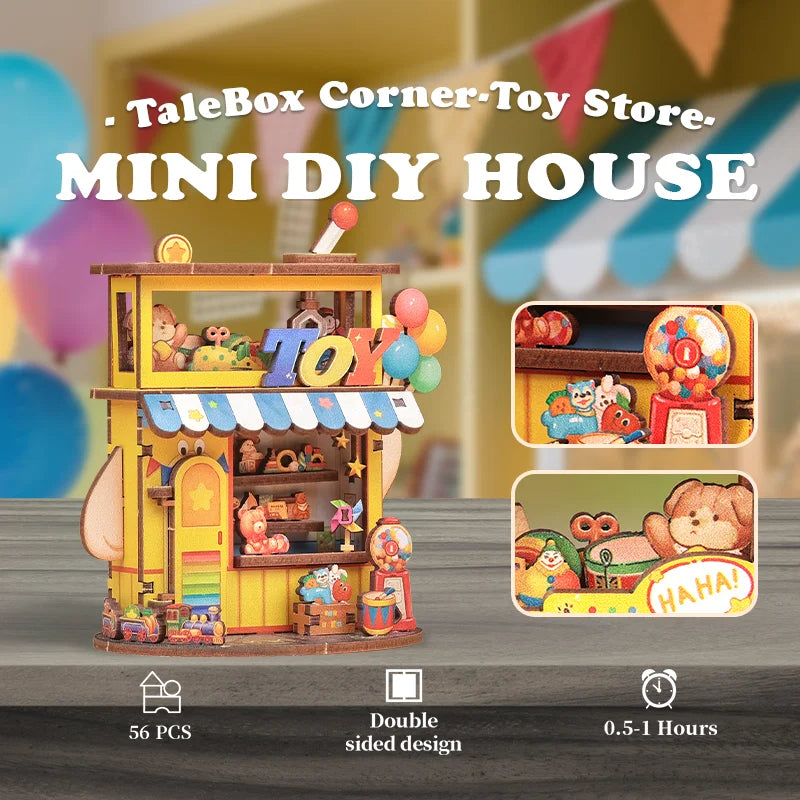 Cutebee CWGA108-111 - Tale Box corner series, Flower shop; Record Store; Toy store and News stand