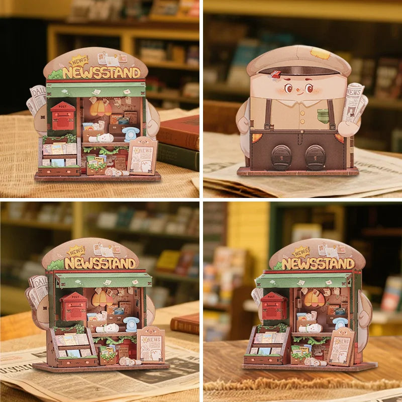 Cutebee CWGA108-111 - Tale Box corner series, Flower shop; Record Store; Toy store and News stand