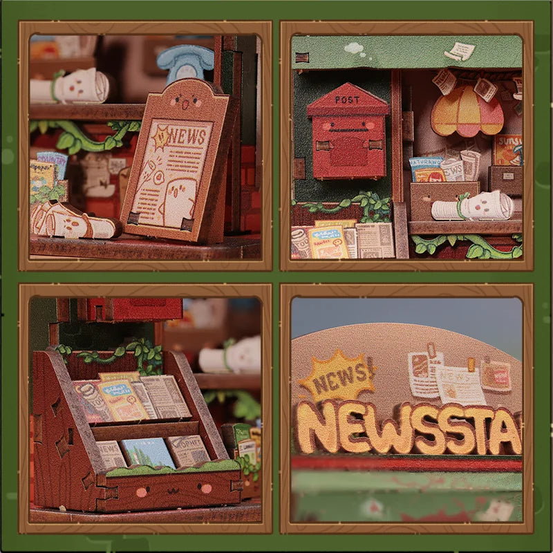 Cutebee CWGA108-111 - Tale Box corner series, Flower shop; Record Store; Toy store and News stand