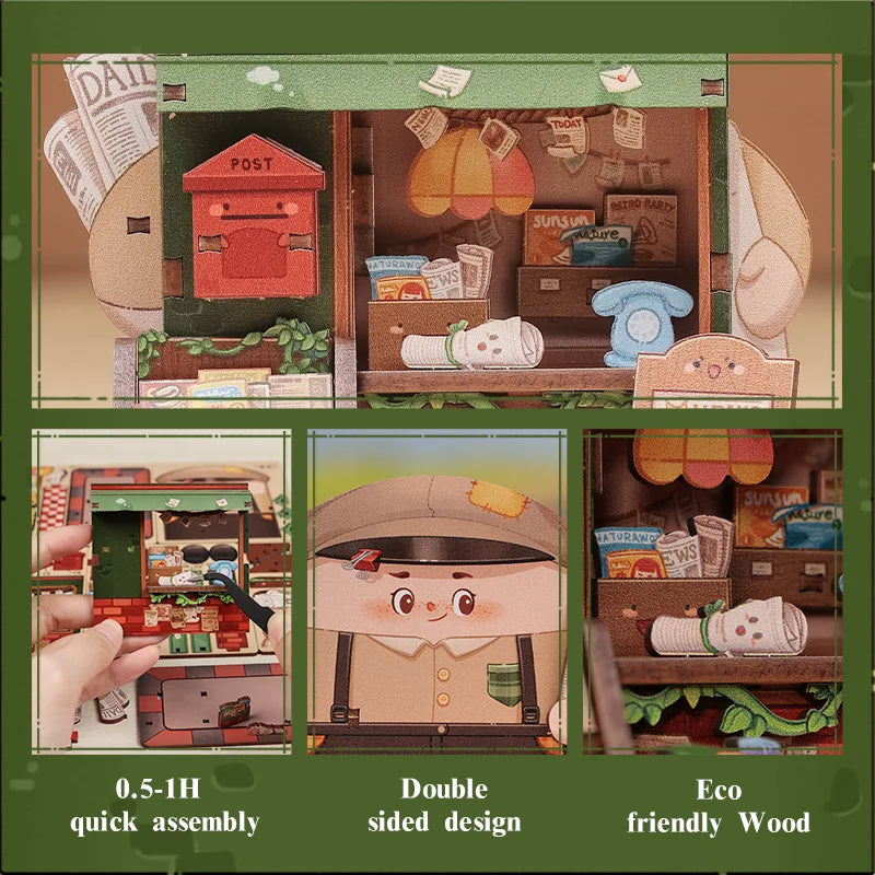 Cutebee CWGA108-111 - Tale Box corner series, Flower shop; Record Store; Toy store and News stand