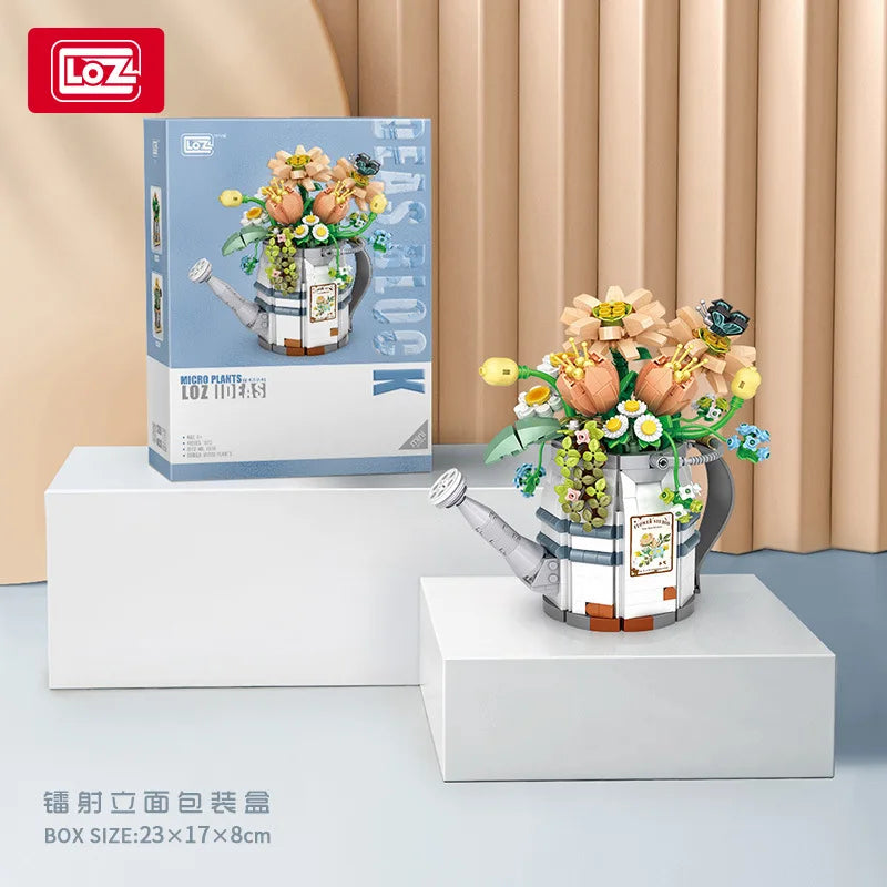 LOZ 1936 Micro Potting: Watering Can Pots And Flowers