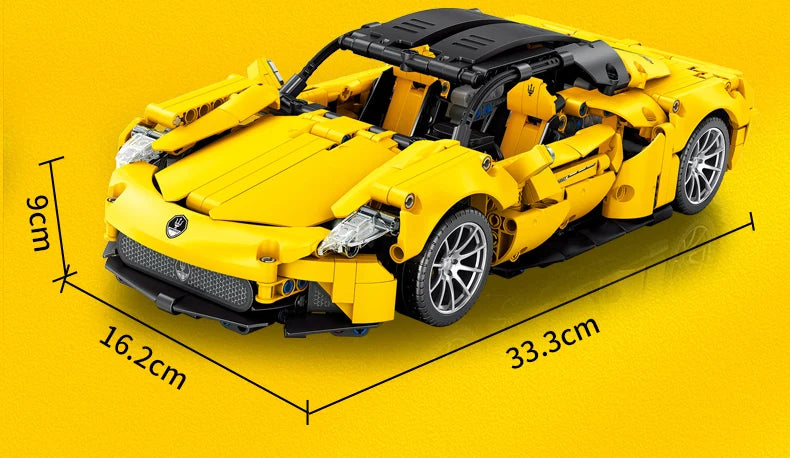 MJI 8612 MOC 1:14 Super Racing Speed Sport Car Yellow 1269pcs