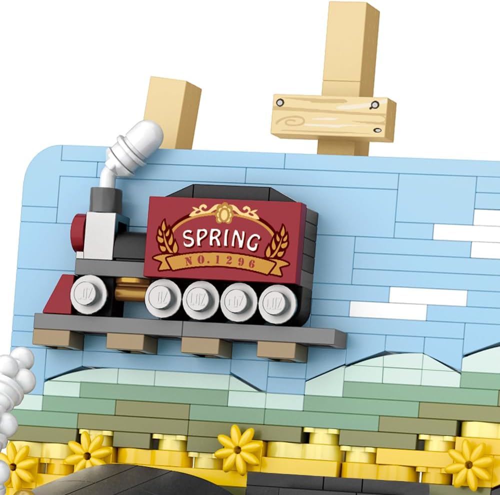 LOZ 1296 Mini Blocks Building Sets,3D Art Framed Train Station Building Kit