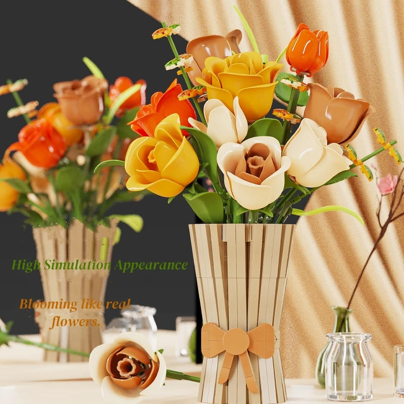 MJI 13066 Rose Flowers Bouquet Building Block