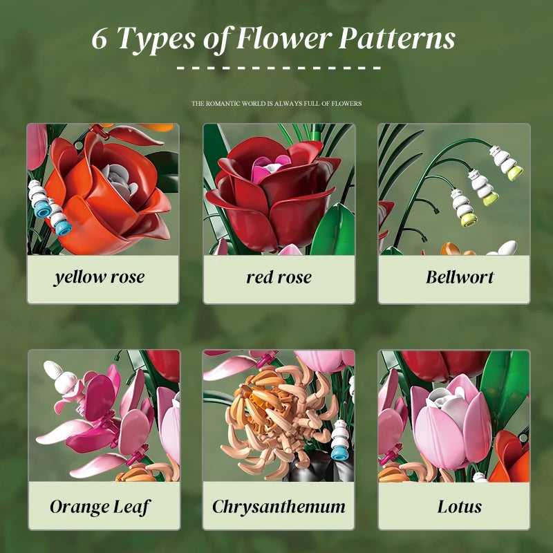 MJI 13069 Romantic Belisama Vase Daisy Assembled Flower Bricks Model Building Block Vase