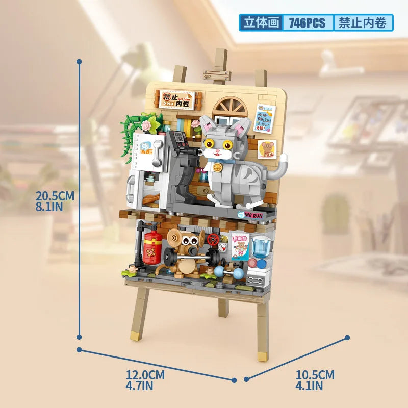 LOZ 1387 3D painting "Cat and Mouse" building Block