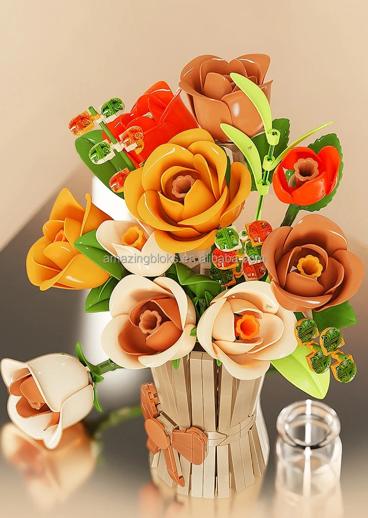 MJI 13066 Rose Flowers Bouquet Building Block