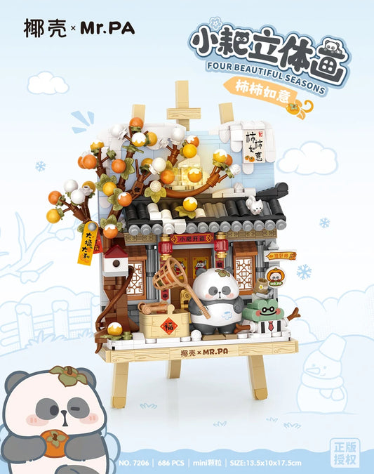 LOZ 7206 Coconut Shell x Mr. PA Persimmon Ruyi in Winter - 3D Painting Mini Building Blocks (Light-up Version)