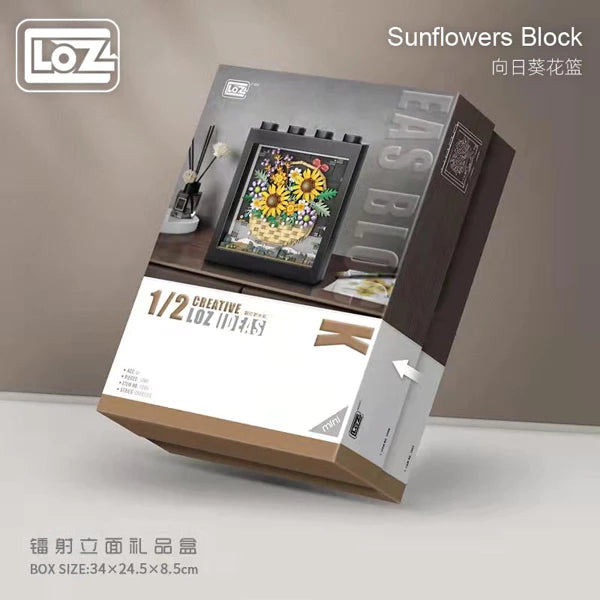 LOZ 1905 Sunflower Basket Immortal Pixel Painting picture frame