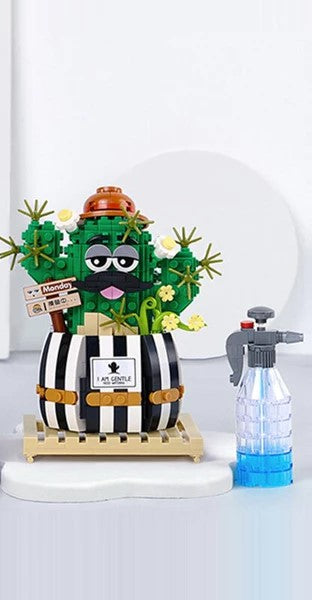 LOZ 1245 Eternal Herb Plant Cactus Hat Heart Flower Insect Watering Pot Shovel