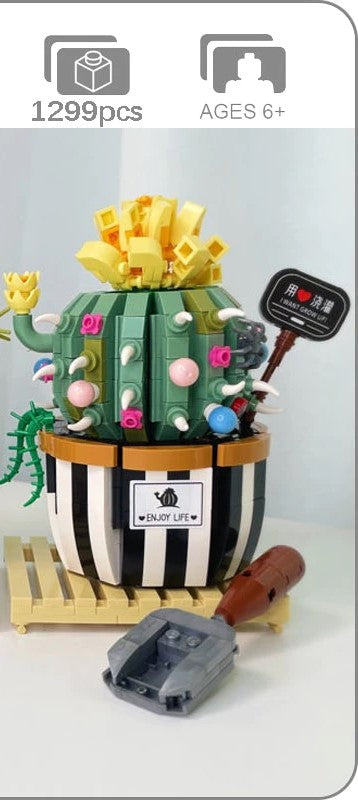 LOZ 1246 Eternal Herb Plant Cactus Hat Heart Flower Insect Watering Pot Shovel